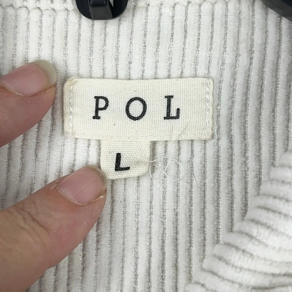 POL Corduroy Raw Hem Jacket Women L‎ Button Front Cropped Trucker